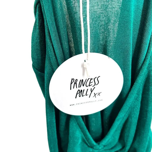 Princess Polly Kylie Mini Dress Forest Green Cut-Out Ruched Bodycon Size US 8 - Picture 9 of 12